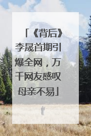 《背后》李晟首期引爆全网，万千网友感叹母亲不易