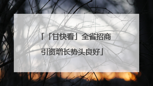 「甘快看」全省招商引资增长势头良好