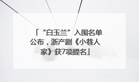 “白玉兰”入围名单公布，浙产剧《小巷人家》获7项提名