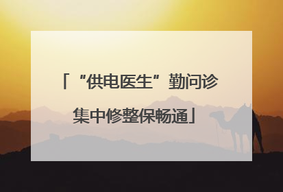 “供电医生”勤问诊 集中修整保畅通