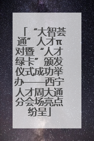 “大智荟通”人才π对暨“人才绿卡”颁发仪式成功举办——西宁人才周大通分会场亮点纷呈