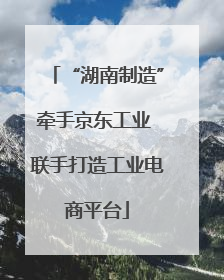 “湖南制造”牵手京东工业 联手打造工业电商平台