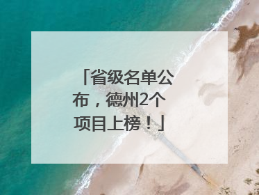 省级名单公布，德州2个项目上榜！