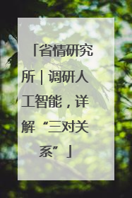 省情研究所｜调研人工智能，详解“三对关系”