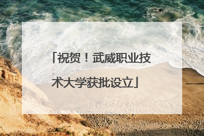 祝贺！武威职业技术大学获批设立
