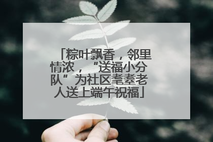 粽叶飘香，邻里情浓，“送福小分队”为社区耄耋老人送上端午祝福