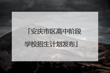 安庆市区高中阶段学校招生计划发布