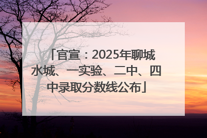 官宣：2025年聊城水城、一实验、二中、四中录取分数线公布