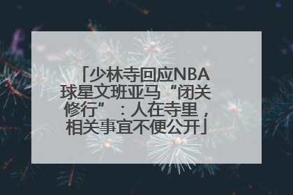 少林寺回应NBA球星文班亚马“闭关修行”：人在寺里，相关事宜不便公开
