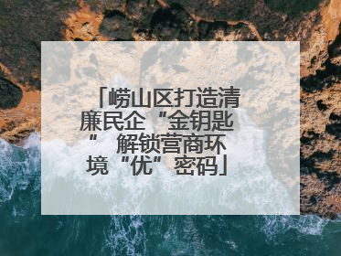 崂山区打造清廉民企“金钥匙” 解锁营商环境“优”密码