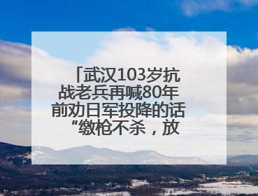 武汉103岁抗战老兵再喊80年前劝日军投降的话 “缴枪不杀，放你回家”