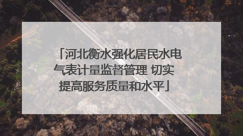 河北衡水强化居民水电气表计量监督管理 切实提高服务质量和水平