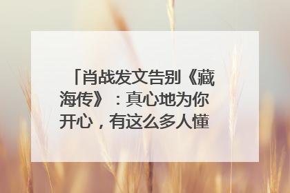 肖战发文告别《藏海传》：真心地为你开心，有这么多人懂你，导演回应“是否有第二季”