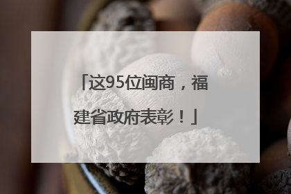 这95位闽商，福建省政府表彰！