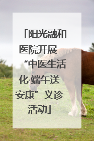 阳光融和医院开展 “中医生活化·端午送安康”义诊活动