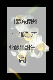 黔东南州：“酸”产业酿出甜生活