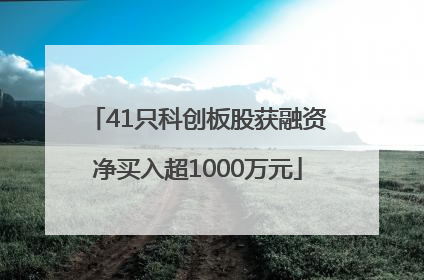 41只科创板股获融资净买入超1000万元